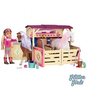 Battat Glitter Girls by All Asparkle Acres Riding Stable Set Accessory set for 14-inch horses - 14 inch Doll Accessories and Clothes for Girls Age 3 and Up Childrens Toys