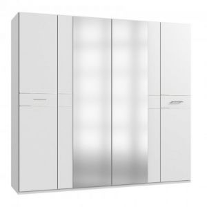 Inside75 Armoire PARINI portes battantes 2 miroirs blanc/chrome blanc Bois