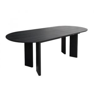 Table à manger oblongue extensible bois d'hévéa et placage chêne noir 6-8 places 170-210cm - Albane