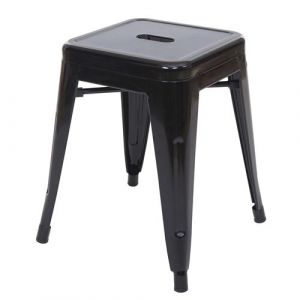 Tabouret en metal HWC A73, design industriel metallique, empilable noir