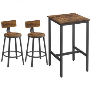 Table à manger avec Chaises - VASAGLE - Style Industriel - Marron Rustique et Noir