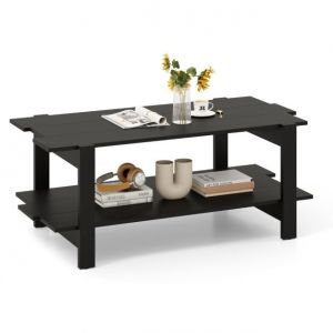 Table basse Coast 2 couches avec étagère de rangement - 115 x 59 x 46 cm - Noir