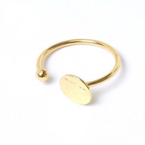 Bague Ajustable avec Plateau Texture Ardoise Plaqué Or 16K