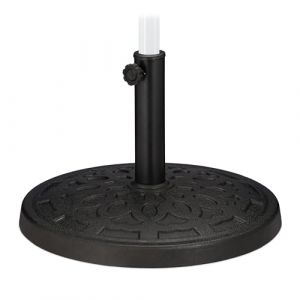 Relaxdays Pied de Parasol, pour Tubes de Parasol de 38-50 mm, D : 50 cm, Balcon, Jardin, Imitation Fonte, Support, Noir