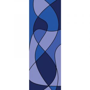 Plage Sticker &eacute;lectrostatique pour vitre, illustration de forme g&eacute;om&eacute;trique dans un m&eacute;lange de couleurs bleus, 67 cm X 23 cm - Bleu