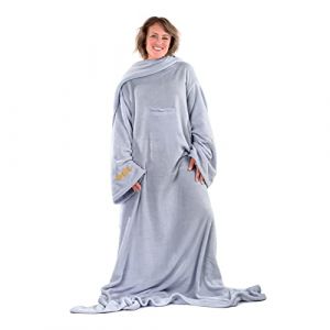 Gris Lilas Snug Rug Deluxe Couverture avec Manches Couverture en polaire Plaid &agrave; Manche Femme Homme adulte Canape TV Hiver