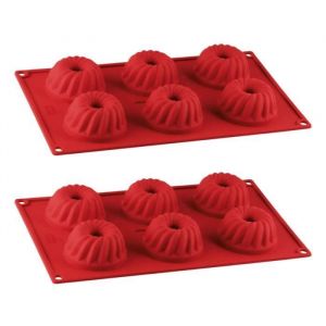 Fackelmann Lot de 2 moules à kougelhofs 6 empreintes 30 x 18 cm Dr.Oetker Flexxibel Love Dr. Oetker