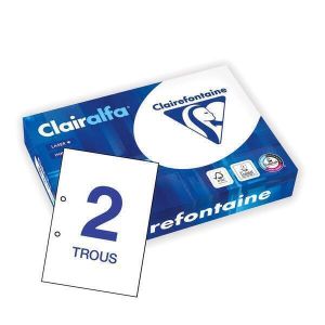 Clairalfa Ramette 500 Feuilles perforées 2 trous A4 Certifié PEFC Blanc x5