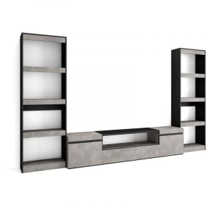 Ensemble Meuble tv, Meuble Salon Complet, 320x186x35cm, Pour les tv jusqu'à 80', Salon Complet, Style moderne, Gris Ciment - Skraut Home