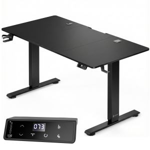 Bureau r&eacute;glable en hauteur noir 140x60x72-117cm