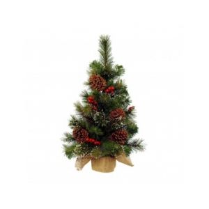 Image de Pomme de pin - Sapin de Noël artificiel de table vert enneigé (45 cm)