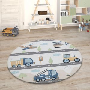 Paco Home - Tapis Chambre Enfant Tapis De Jeux Tapis Bébé Tapis Enfant Route Tapis De Jeux Multicolore, 80 cm rond