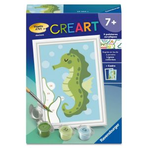 Ravensburger CreArt Kids 8x12 cm - Numéro d'art - Hippocampe - Kit de Peinture par numéros - Dès 7 Ans - 25994