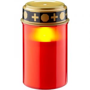 Goobay Bougie Funéraire led avec Minuterie, rouge, blanc chaud (2400 k), fonctionne sur piles (2x C/LR14), pour l'intérieur et l'extérieur (IP44).