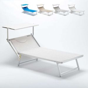 Beach and Garden Design Bain de soleil XXL professionnel chaise longue transat piscine aluminium ITALIA Extralarge | Blanc
