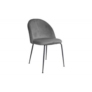 Declikdeco Chaise en Velours Gris et Piétement Noir ROMEA
