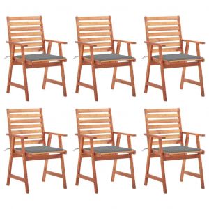 Image de VidaXL Chaises ? d?ner d'ext?rieur 6 pcs avec coussins Acacia massif