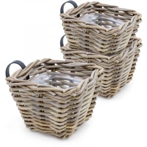 Panier de balcon en rotin naturel - 15x15 cm / lot de 3 - jardinière de balcon en osier à planter (3 / petit)