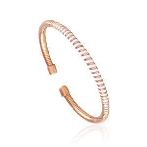 Cleor Jonc en Argent 925/1000 Rose et Silicone Blanc