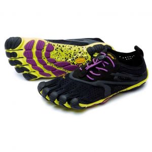 Vibram Fivefingers V-Run, Chaussures Multisport Outdoor Femme - Multicolore (Black / Yellow / Purple), 36 EU