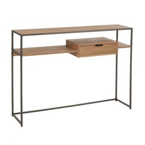 Image de Inside75 Console GAYO bois naturel 1 tiroir avec support en métal - marron