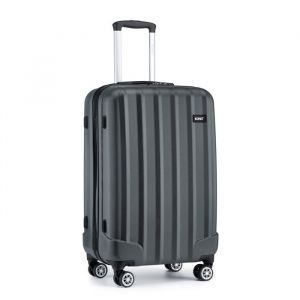 Valise 55×35×20cm Bagages à Main Rigide ABS Valise Cabine avec 4 Roulettes, 32L, Gris