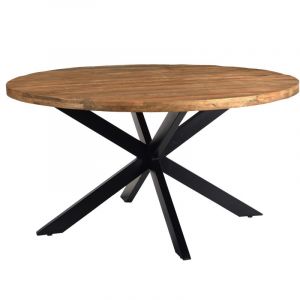Bari-table &agrave; manger ronde 6 personnes d150 en bois massif