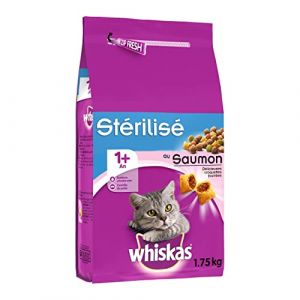 Image de Whiskas CROQUETTE AU SAUMON POUR CHAT STÉRILISÉS 1+ AN SAC DE 1,75 KG - LOT DE 6