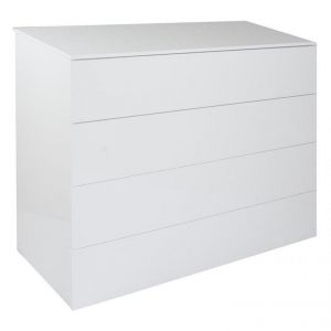 Image de Alter Commode avec 4 tiroirs, Tallboy moderne, Casettiera pour chambre à coucher, 108x44h85 cm, couleur blanc brillant