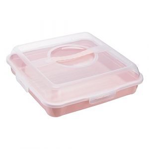 Keeeper Conteneur Enrico pour conserver et transporter des gâteaux, muffins et autres collations, carré, 34,5 x 34,5 cm, rose nordique