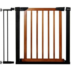 Barrière d'escalier extensible de 75 à 96 cm, de couleur noire-brune pour la sécurité
