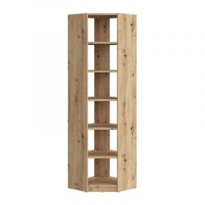 Etagère d'angle 62 x 220 cm 5 tablettes décor chêne rustique - MARIE