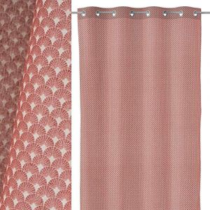 Wadiga Rideau à Œillets Rose Motif Géométrique Vintage - Longueur 260cm