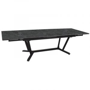 Proloisirs Table extensible - VITA - Aluminium époxy graphite - Plateau céramique Kedra Linen A 6 mm - 180/230/280 x 100 cm