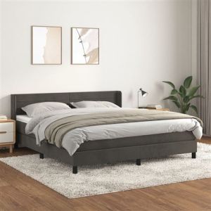 VidaXL Boxspring met matras fluweel donkergrijs 160x200 cm3131028