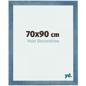 Your Decoration - 70x90 cm - Cadres Photo en mdf Avec Verre acrylique - Anti-Reflet - Excellente Qualité - Bleu Brillant Patiné - Cadre Decoration