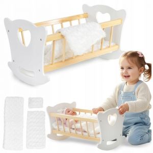 Berceau à bascule - GREEN SERIES - GS2105 - Bois naturel - Literie incluse - 495 cm max poupée