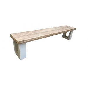 Image de Wood4you - Banc de Jardin New England &Eacute;chafaudage Bois 140Lx40Hx38P cm blanc,robustes banc en bois, terrasse, balcon, jardin meuble