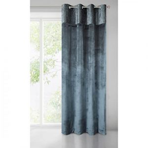 Eurofirany Evelyne Rideau en Velours à œillets Brillant Tendance élégant de qualité supérieure pour Chambre à Coucher, Salon, Gris Acier, 140 x 250 cm