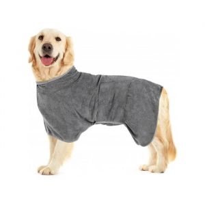 MON AMI LUKI - SERVIETTE PEIGNOIR MICROFIBRE - ANTHRACITE - CHIEN - 60 CM