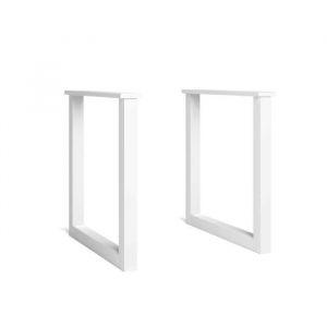 Skraut Home - Support - Pieds - Chevalet - en Forme de U - Pieds de table en bois massif - Salon - Salle à manger - Bureau - Laqué blanc - 70x71cm