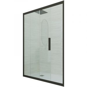 Porte parois de douche coulissante 130 cm Noir Matt niche Deco