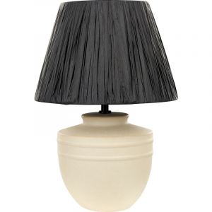 Beliani Lampe de Chevet en Céramique Beige 44 cm avec Abat-Jour en Papier Design Tigre