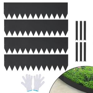 VEVOR Bordure de Jardin en Acier, Lot de 4 Bordures Paysagères de Pelouse en Métal 30,5x101,6 cm Installation Simple avec 6 Clips de Fixation, Bandes Pliables Résistantes pour Cour, Jardin, Pelouse