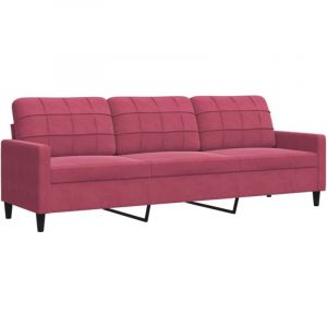 VidaXL Canapé à 3 places Rouge bordeaux 210 cm Velours, canapé, canapé de salon, canapé à trois places, canapé rembourré, sièges de salon