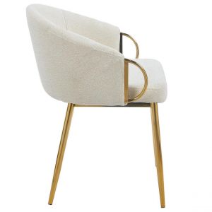 Image de Lot de 2 chaises arrondies et matelass&eacute;es Patricia M&eacute;tal dor&eacute; et Tissu Beige