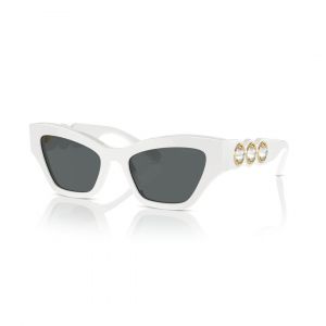Swarovski Femme SK6021 105087 Lunettes de soleil Ac&eacute;tate Blanc Gris G&eacute;om&eacute;trique Normale
