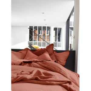 Housse de couette percale de coton rouge 240x260 cm