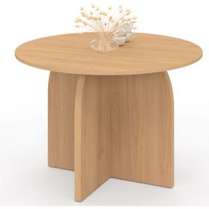 Idmarket Table &agrave; manger fixe ronde ABY 6 personnes bois effet h&ecirc;tre 110 cm