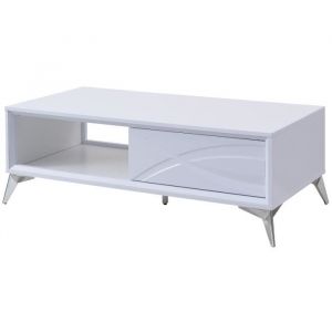 Image de Table basse 1 tiroir 119x42x59,6 cm blanc brillant